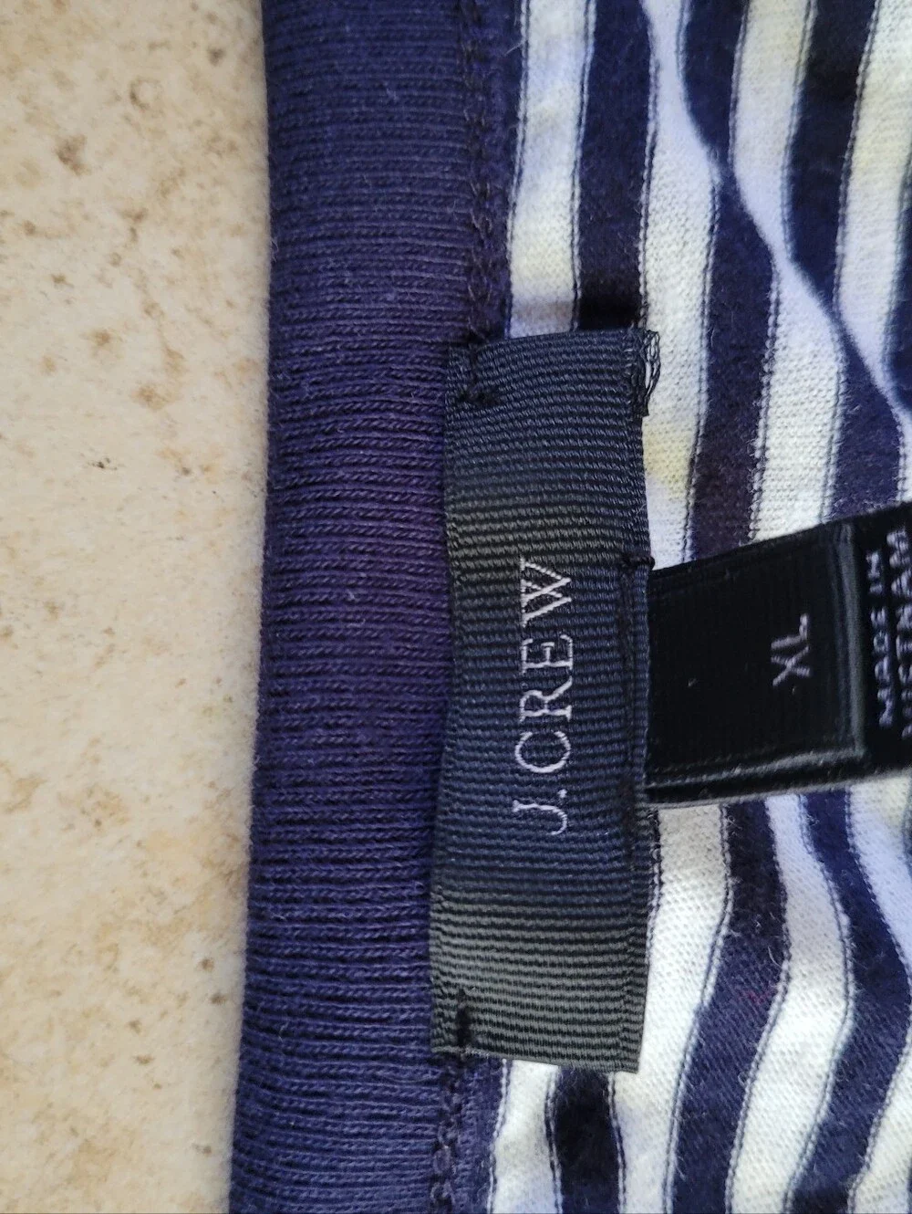 J. Crew Navy and White Striped Henley Top